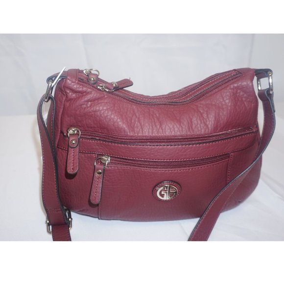 GIANI BERNINI Hobo Pebble Wine Faux Leather Shoulder Bag - Picture 1 of 8